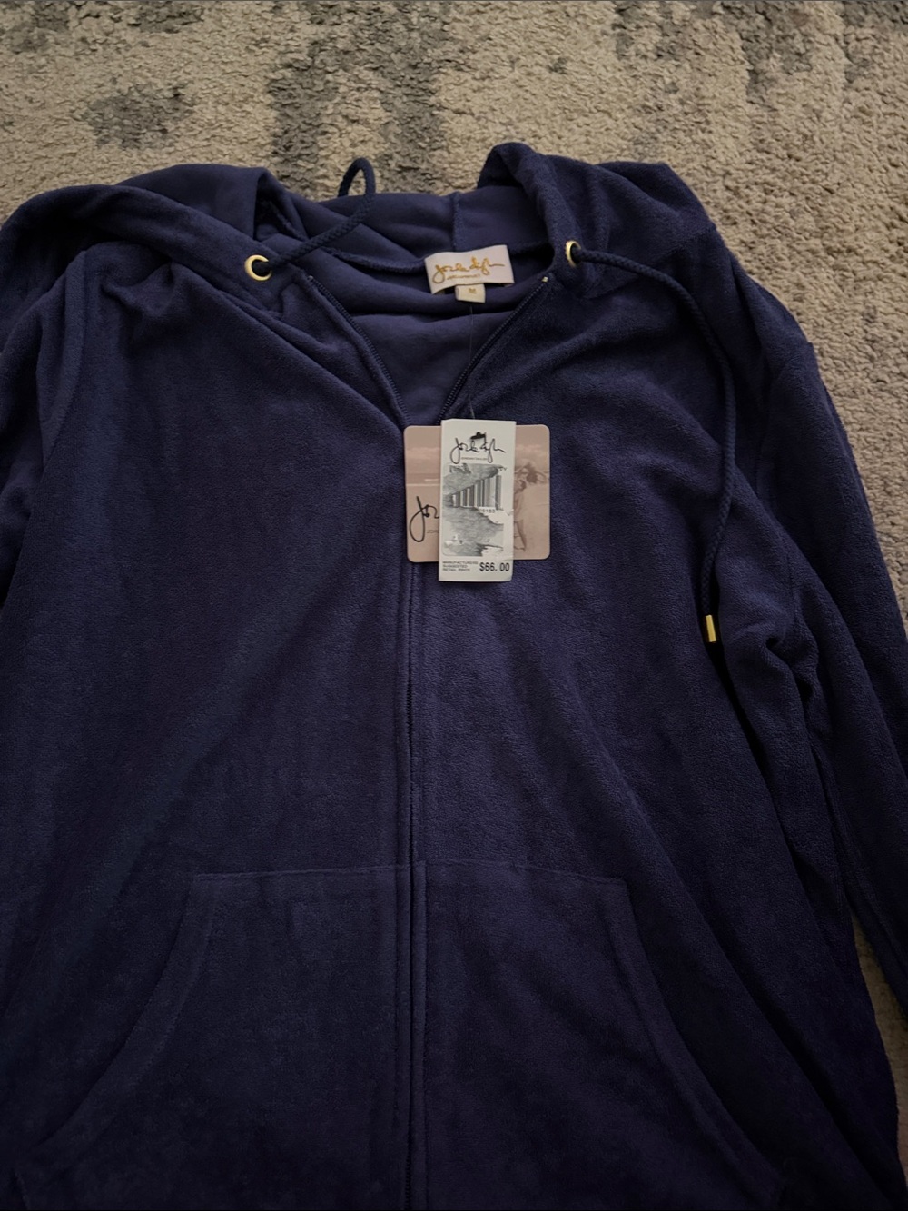 Jordan Taylor Deep Navy Zip-Up Hooded Sweatshirt-Medium